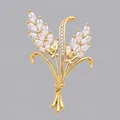 Elegante spilla a spiga di grano dorata con cristalli scintillanti per abiti da sera. - Stile Artistico Spiga Dorata