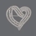 Spilla a cuore in argento scintillante con cristalli per abiti da sera - Cuore in Zirconia Argentata Completa