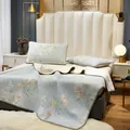 Premium ijsszijde latex koelmat 3-delige beddengoedset met bloemenpatroon in blauw - 180cmx200cm / Shangri-La