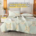 Premium Thailand ice silk latex cooling mat set with ornate circular pattern in light green - 120cmx200cm / Celadon Green
