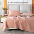 Mauve ice silk latex summer mat set with geometric texture for cooling comfort sleep - 120cmx200cm / Dusty Pink