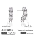 Eleganti orecchini a perno in acciaio inossidabile argento con pietre di zirconia - Stile Bottone Curvato Argento (JDE0312208-S)