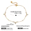 Detail of waterproof 18k gold plated stainless steel anklet with pear zircon stones - Water Drop and Round Zirconia Anklet (JDA0203301)
