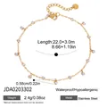 Detail view of 18k gold plated stainless steel anklet featuring sparkling zircon charms - Vintage Sparkling Charm Anklet (JDA0203302)
