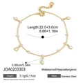 18k gold plated stainless steel anklet detailed with teardrop cubic zirconia charms - Vintage Water Drop Pendant Anklet (JDA0203303)