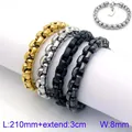 Luxe heren roestvrijstalen box chain armband set in vier metallic kleurvarianten - Box Ketting Stijl