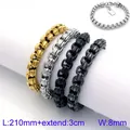 Minimalistische roestvrijstalen vierkante schakelarmband voor heren in vier kleuren - Goud / Bolle Box Ketting Stijl