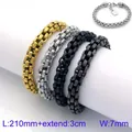 Herenarmbanden van roestvrij staal met vierkante schakels in goud, zilver en zwart. - Goud / Verticale Korrel Lantaarn Ketting Stijl