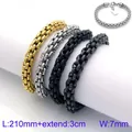 Herenarmbanden van roestvrij staal met vierkante parelketting in diverse kleuren - Gehamerde Lantaarn Ketting Stijl
