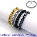 Minimalistische herenarmband van roestvrij staal, vier kleuren, vierkante parelketting, 7,5mm - Lantaarn Ketting Stijl
