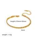 Elegant gold stainless steel linked bracelet with 170+50mm length and 4.2g weight - Braided Texture Style (TB5251-G) / Gold