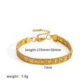 Elegant 18k gold plated stainless steel bracelet with intricate openwork design - Braided Hollow Center Style (TB5252) / Gold