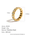 Especificaciones detalladas del anillo de acero inoxidable chapado en oro de 18K - Talla 6 / Estilo de Corte Cuadrado (R4345)