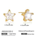 Detail of gold-plated star stud earrings showing dimensions, weight, and material - Star Style (JDE0201320-2)