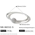 Detailed view of silver stainless steel bangle featuring a pavé-set round zircon charm - Round Style (NB-B6552-S) / Silver