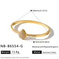 Gold-plated stainless steel teardrop zircon bangle showing dimensions and weight - Teardrop Style (NB-B6554-G)