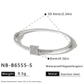 Premium silver stainless steel rhinestone bangle with 59.4mm diameter and 9.5g weight - Square Style (NB-B6555-S)