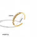 Elegant 18k gold plated stainless steel open ring with sparkling cubic zirconia accents - Pave Row Zirconia Open Ring (TR4581)