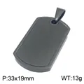 Matte black stainless steel engravable dog tag pendant for men, 33x19mm - Pendant Only (Without Chain) (KP118332-ZLA) / Black