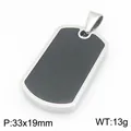 Men's black sandblasted stainless steel dog tag pendant, minimalist 33x19mm size - Pendant Only (Without Chain) (KP118335-ZLA) / Steel Black