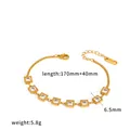 Gold plated stainless steel bracelet with square cubic zirconia stones and measurements - Interspersed Square Bracelet (TB5254-SQ) / Gold