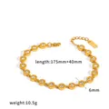 18k gold plated stainless steel bracelet with zircon stones, showing length and weight - Round Pave Rhinestone Bracelet (TB5255) / Gold