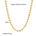 Detail of 18k gold plated stainless steel necklace with sparkling zircon and measurements. - Round Full Rhinestone Necklace (TN3772) / Gold