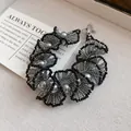 Bijoux élégants en dentelle de perles vintage avec perles grises et perles noires - Bracelet / Grand / Noir