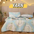 Elegant Thailand ice silk latex cooling mat 3-piece set with blue mandala design - 120cmx200cm / Yaan Style