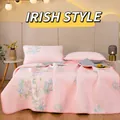 Pink floral ice silk latex cooling mat with matching pillowcases in a bedroom setting - 120cmx200cm / Ireland Charm