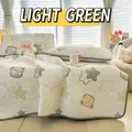 Premium starry light green Thai ice silk latex cooling mat set with cute bear patterns - 120cmx200cm / Starry Green