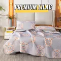 Premium Thai ice silk latex cooling mat 3-piece set with purple geometric pattern - 120cmx200cm / Court Purple
