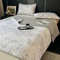 Premium ice silk cooling mat set with elegant floral and geometric lattice pattern - 120cmx200cm / Cloudy Flower