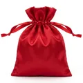 Luxurious red satin drawstring pouch bag for jewelry storage and gift packaging - 9*12cm / Red