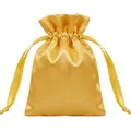 Elegant golden satin drawstring jewelry pouch with silk texture for storage - 9*12cm / Gold