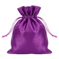 Elegant purple satin drawstring pouch for jewelry and accessory storage with silk sheen - 9*12cm / Purple