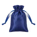 Elegant royal blue satin silk-like drawstring pouch for jewelry storage and gift packaging - 9*12cm / Navy Blue