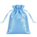 Premium light blue satin drawstring storage pouch for jewelry and small accessories - 13*18cm / Sky Blue