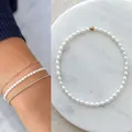 Elegant baroque natural freshwater pearl bracelet for women with gold bead detail. - Bracelet Style K (16cm Elastic)