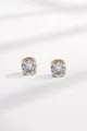 Elegant 18K gold plated four-prong round cubic zirconia stud earrings for women - Clip-On Earrings / 6MM Silver