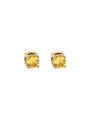 Classic minimalist four-prong round yellow zircon stud earrings in gold-tone setting - Clip-On Earrings / 6mm Yellow