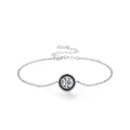 Elegant S925 sterling silver bracelet with black and white zircon circular charm pendant - Round Black White Zirconia Bracelet (SL2060) / 925 Silver