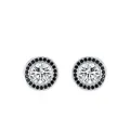 Elegant S925 sterling silver stud earrings with brilliant clear and black zircons - Round Black White Zirconia Stud Earrings (ED3479) / 925 Silver