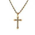 Heren gouden roestvrijstalen kruis ketting met diamant ingelegde hanger - Goud