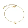 Gold plated 925 sterling silver bracelet featuring a dainty letter L zircon pendant - Letter L / Gold