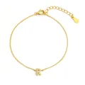 Elegant 925 sterling silver initial bracelet with sparkling zircon letter R in gold finish - Letter R / Gold