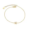 Elegant 18k gold plated 925 sterling silver bracelet with zircon letter K charm - Letter K / Gold