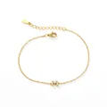 Elegant 925 sterling silver golden chain bracelet featuring a crystal-studded initial M charm - Letter M / Gold