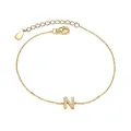 Elegant 925 sterling silver gold plated bracelet with a zircon-encrusted letter N - Letter N / Gold