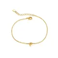 Gold S925 sterling silver chain bracelet featuring a zircon-encrusted letter P charm - Letter P / Gold